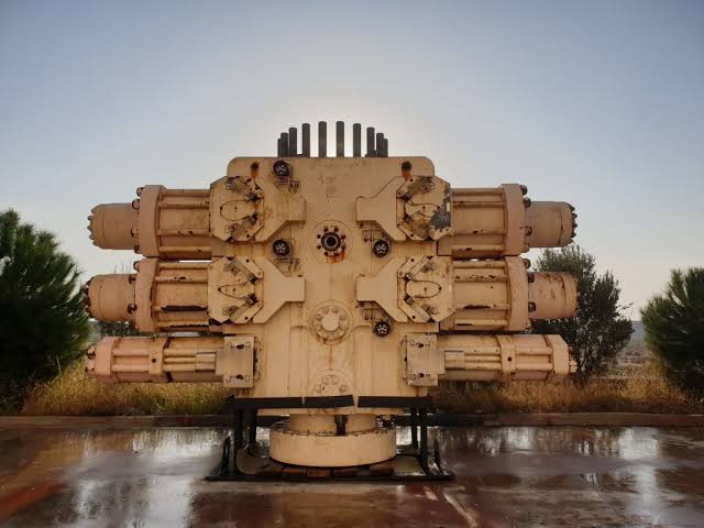 Inspection of well control equipment verifying operational readiness
